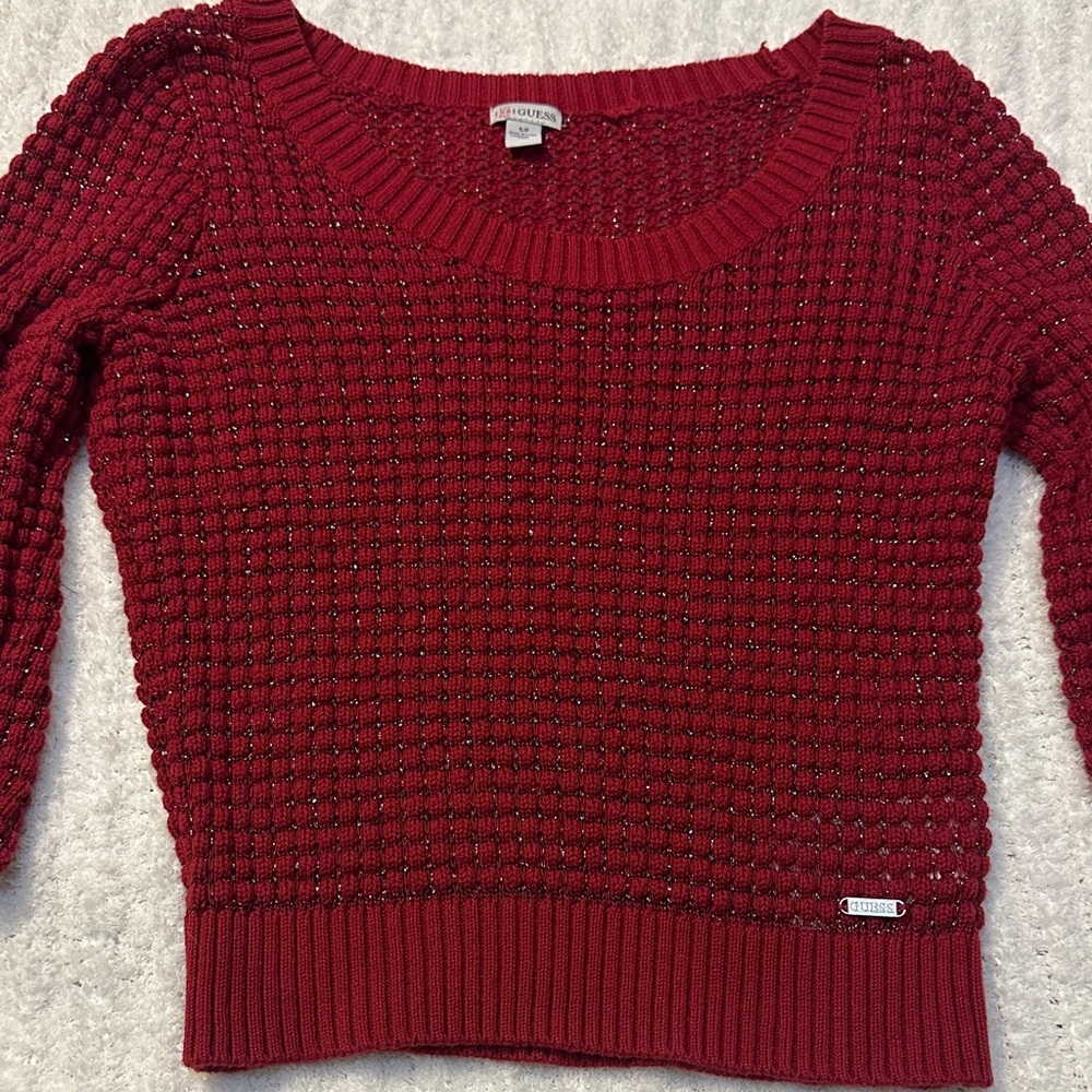 Guess Rich Red Scoop Neck Sweater
